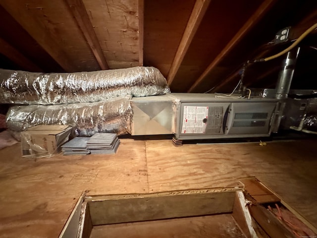 view of unfinished attic