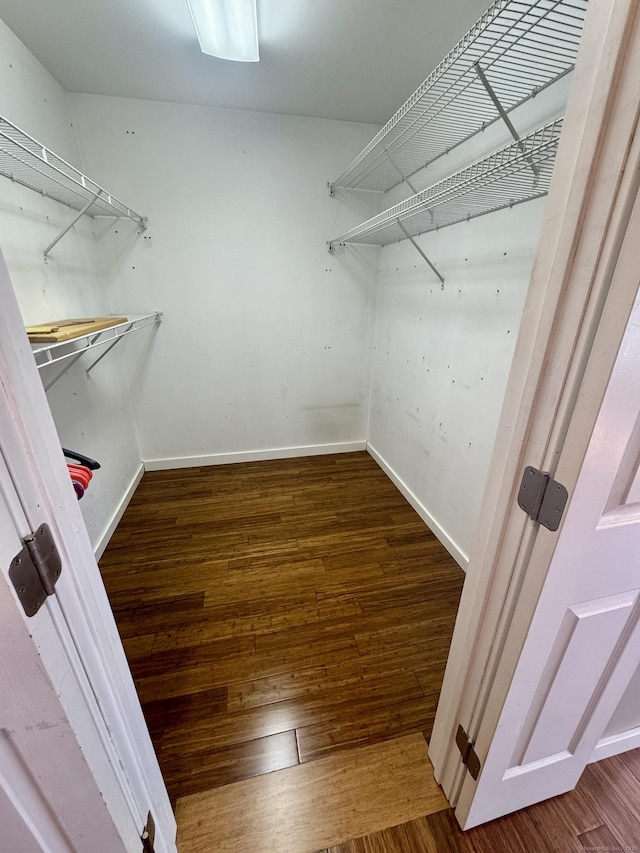 spacious closet with wood finished floors