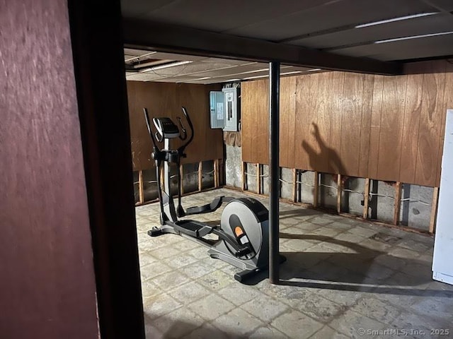 5 Hampton Rd, Enfield, CT 06082 - workout area featuring wood walls and electric panel