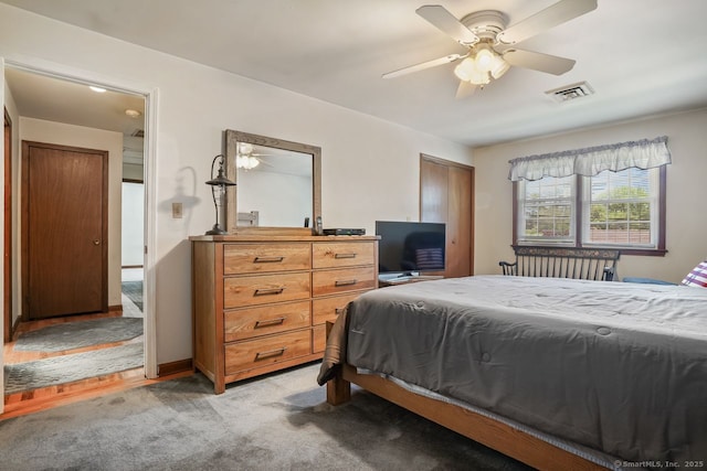 330 Flagler Ave, Stratford, CT 06614 - bedroom with light carpet, a ceiling fan, and a closet