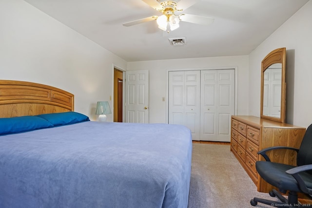 330 Flagler Ave, Stratford, CT 06614 - bedroom with light carpet, a closet, and a ceiling fan