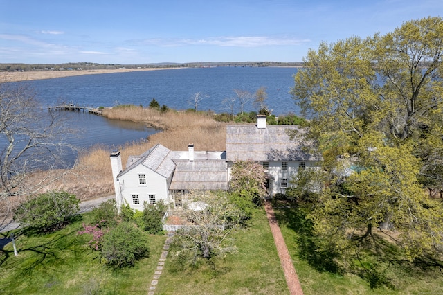 view of subject property with a large body of water