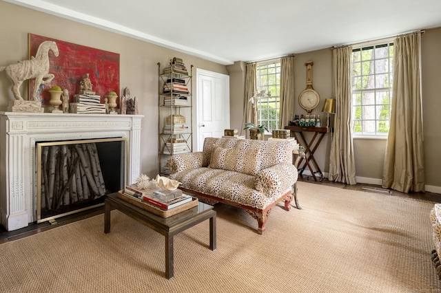 35 Old Redding Rd, Easton, CT 06612 - living area with a fireplace with flush hearth and baseboards