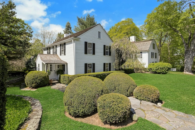 35 Old Redding Rd, Easton, CT 06612 - view of front facade featuring a chimney and a front yard