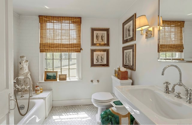 35 Old Redding Rd, Easton, CT 06612 - bathroom featuring a sink, a bathtub, toilet, and tile patterned flooring