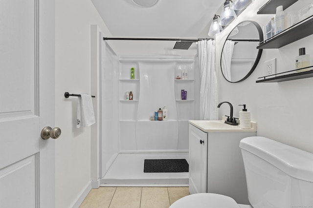 6 Beech St, Bristol, CT 06010 - bathroom with visible vents, vanity, toilet, tile patterned floors, and a shower with curtain