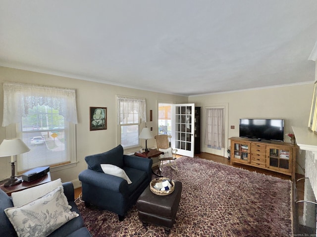 78-80 Lancaster Rd, West Hartford, CT 06119 - living area featuring crown molding, wood finished floors, and a wealth of natural light