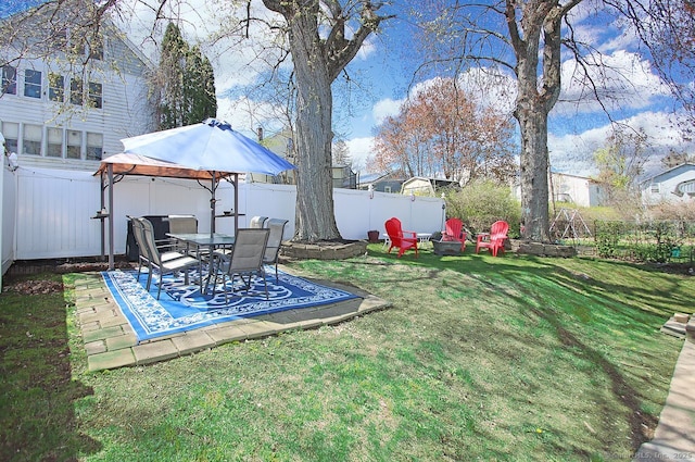 view of yard featuring a patio and a fenced backyard