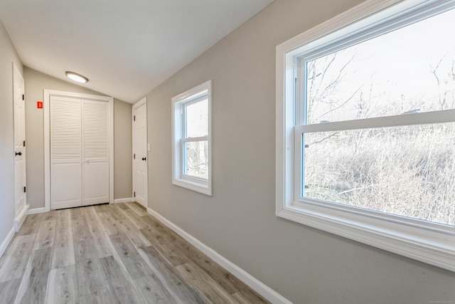 16 Old Hawleyville Rd, Newtown, CT 06470 - entryway with lofted ceiling, light wood-style flooring, and baseboards