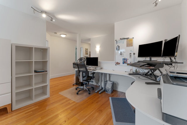 6 Holdridge Ct, Groton, CT 06355 - office with light wood-style floors, baseboards, and rail lighting