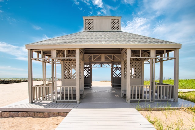 dock area with a gazebo