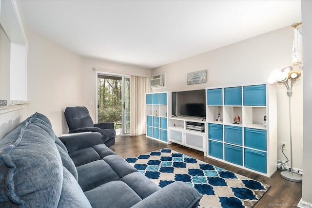 20 E Pembroke Rd Unit 36, Danbury, CT 06811 - living area with a wall mounted AC and dark wood-style floors