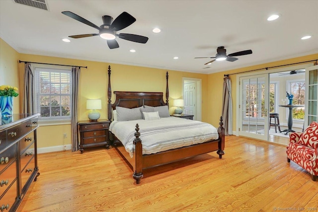 496 Foote Rd, Glastonbury, CT 06073 - bedroom featuring light wood-type flooring, recessed lighting, visible vents, and baseboards