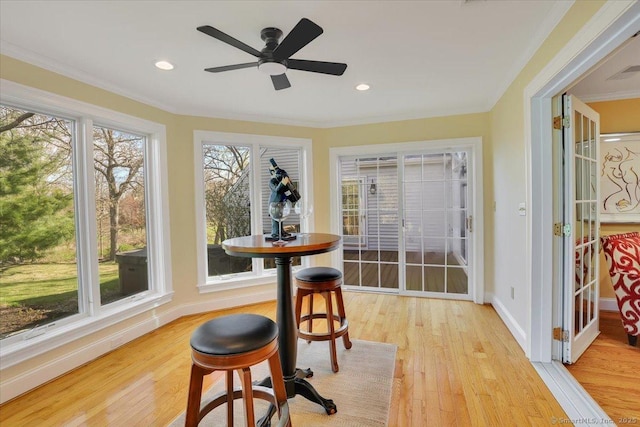 496 Foote Rd, Glastonbury, CT 06073 - sunroom / solarium with ornamental molding, recessed lighting, wood finished floors, and baseboards