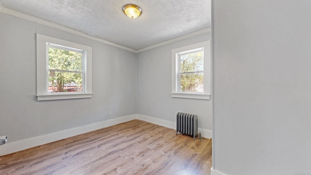 40 Penobscot St, Norwich, CT 06360 - spare room with radiator, light wood finished floors, baseboards, ornamental molding, and a textured ceiling
