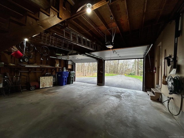 garage with a garage door opener