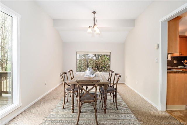 79 Heritage Vlg Unit B, Southbury, CT 06488 - dining area featuring an inviting chandelier, baseboards, and light carpet