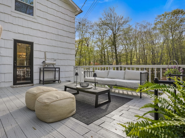 deck with an outdoor living space