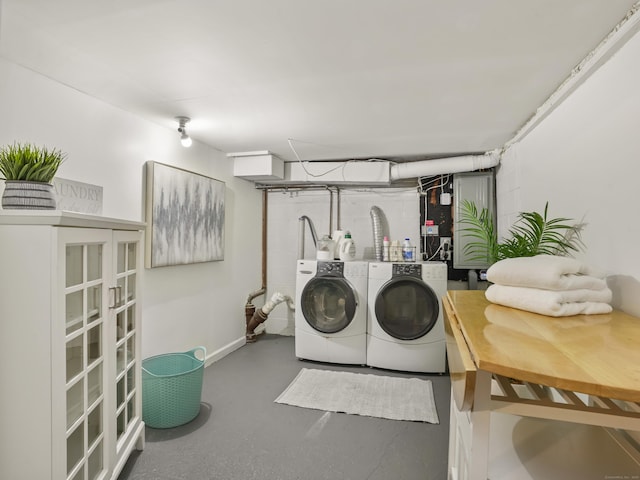 laundry room with washing machine and clothes dryer and laundry area