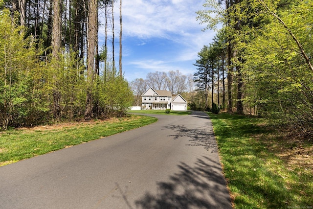 view of street featuring aphalt driveway