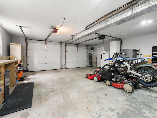 garage with a garage door opener