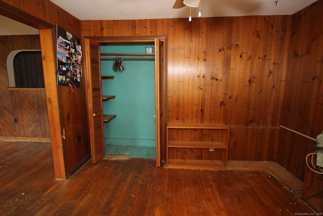 44 Old Plains Rd, Windham, CT 06226 - interior space with wood walls and hardwood / wood-style flooring