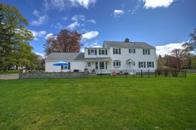 187 Sport Hill Rd, Easton, CT 06612 - view of front of home with a chimney, fence, and a front yard