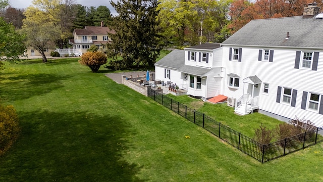 187 Sport Hill Rd, Easton, CT 06612 - back of property featuring a yard, a chimney, a fenced backyard, and roof with shingles
