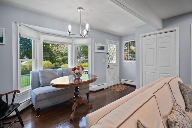 187 Sport Hill Rd, Easton, CT 06612 - interior space with plenty of natural light, dark wood-style flooring, and baseboard heating