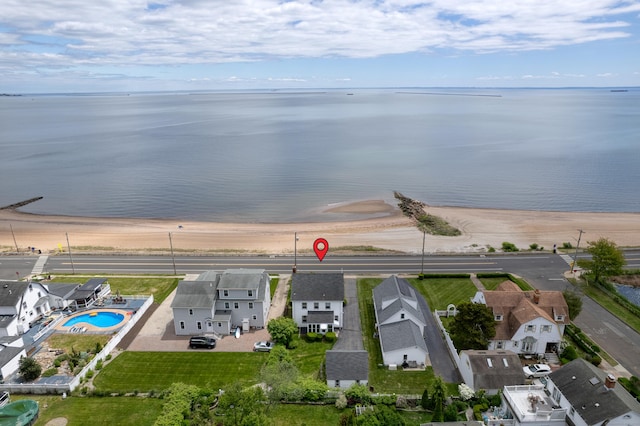 706 Ocean Ave, West Haven, CT 06516 - aerial perspective of suburban area with a pool and a large body of water