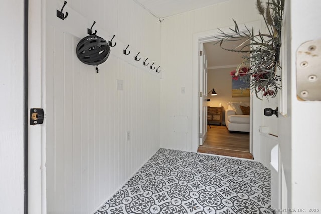 interior space with ornamental molding