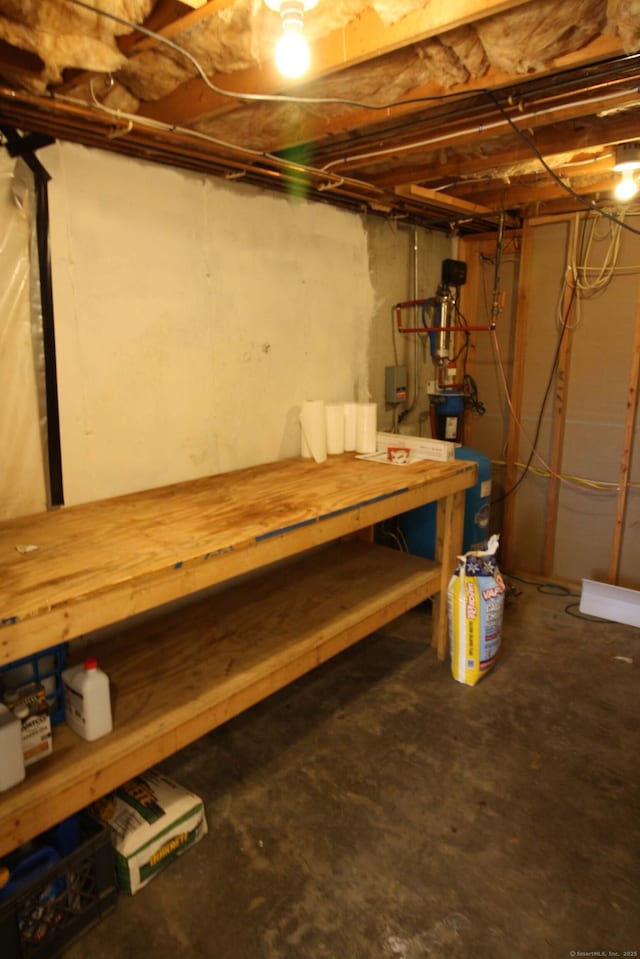 view of unfinished basement