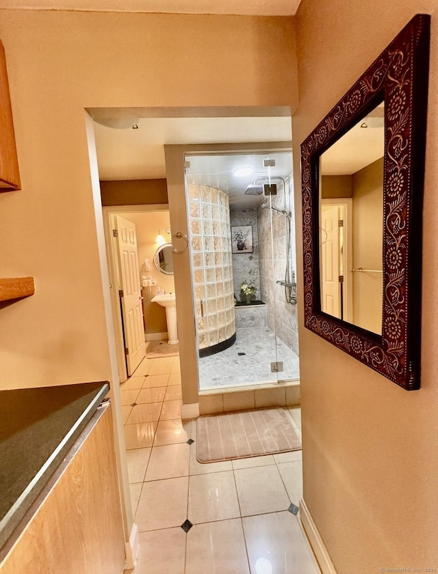 1 Gold St Unit 17De, Hartford, CT 06103 - full bathroom with a shower stall, tile patterned flooring, and baseboards