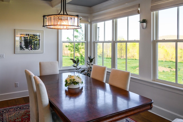 34 Knibloe Hill Rd, Sharon, CT 06069 - dining space featuring baseboards and dark wood-style flooring