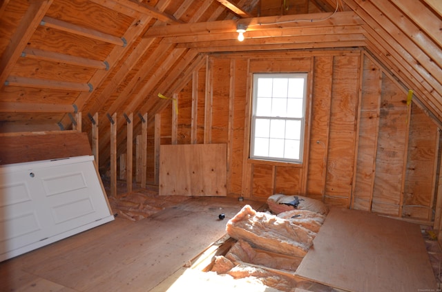 view of unfinished attic