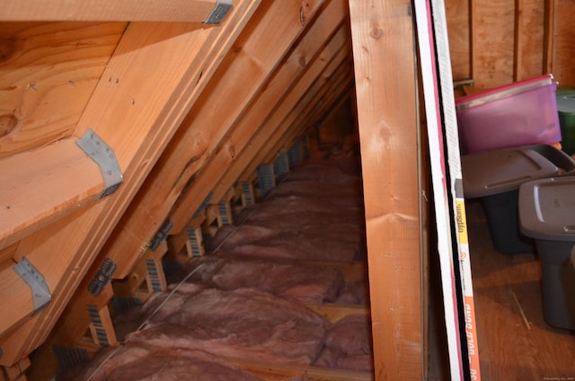 view of unfinished attic