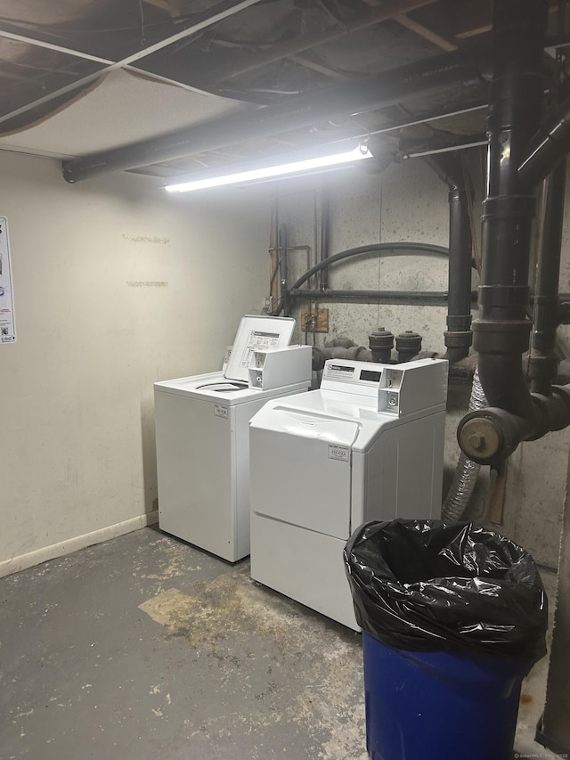 55 Virginia Ave Apt C, Groton, CT 06340 - laundry room featuring separate washer and dryer and baseboards
