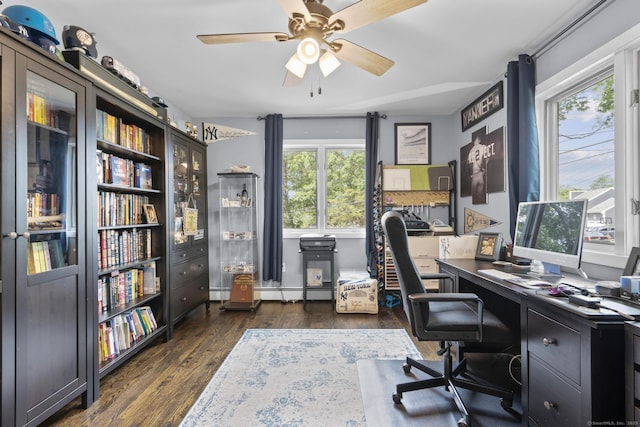 117 Mansfield Grove Rd, East Haven, CT 06512 - office space featuring a ceiling fan and dark wood-type flooring