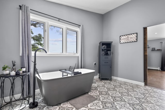 117 Mansfield Grove Rd, East Haven, CT 06512 - full bath featuring a baseboard radiator and a freestanding tub
