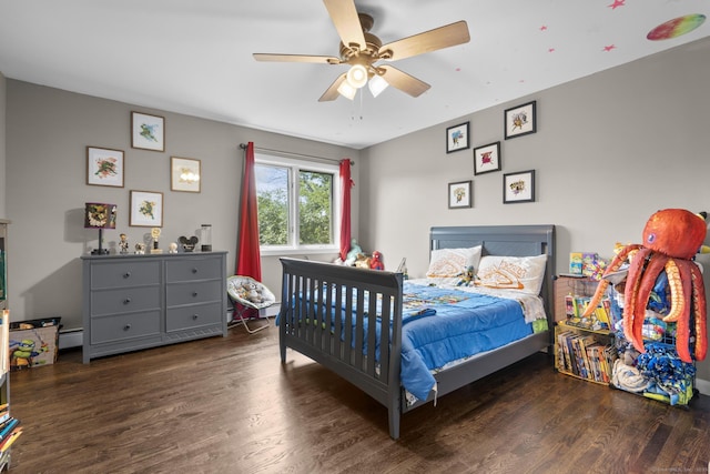 117 Mansfield Grove Rd, East Haven, CT 06512 - bedroom with wood finished floors, a ceiling fan, and baseboard heating