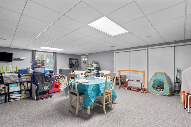 117 Mansfield Grove Rd, East Haven, CT 06512 - recreation room with carpet floors and a paneled ceiling