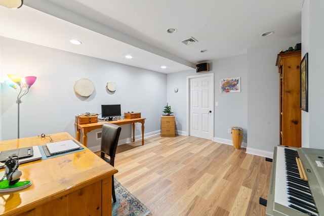 24 Scott Rd, Oxford, CT 06478 - home office with recessed lighting, light wood-type flooring, and baseboards