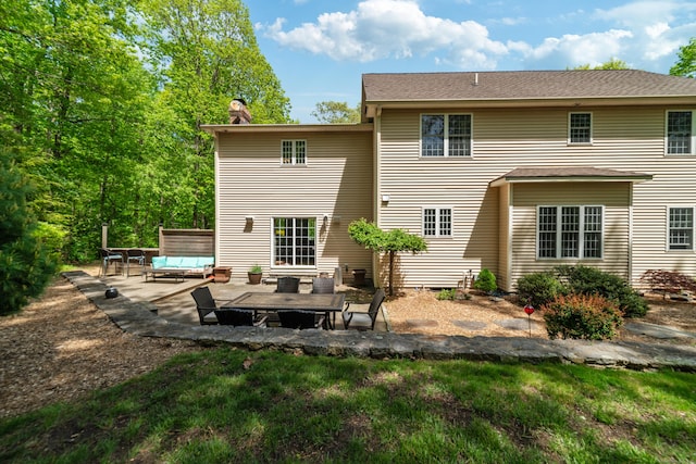 24 Scott Rd, Oxford, CT 06478 - rear view of property with outdoor lounge area, a patio, and a chimney