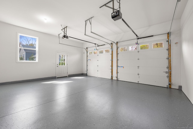 garage with a garage door opener