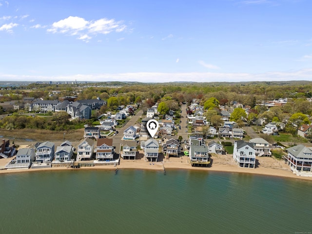 aerial view with a residential view and a water view