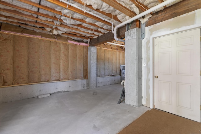 view of unfinished basement