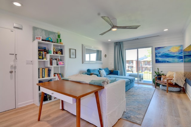53 E Broadway Unit D, Milford, CT 06460 - living room featuring light wood-type flooring, plenty of natural light, and recessed lighting