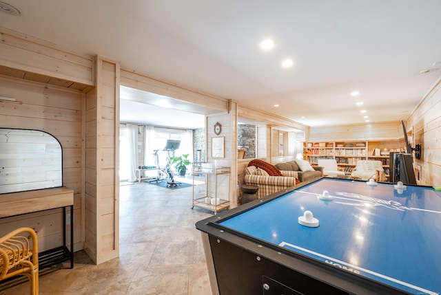 70 N Lake Shore Dr, Brookfield, CT 06804 - game room featuring recessed lighting and wood walls