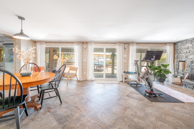70 N Lake Shore Dr, Brookfield, CT 06804 - dining space with stone finish floor