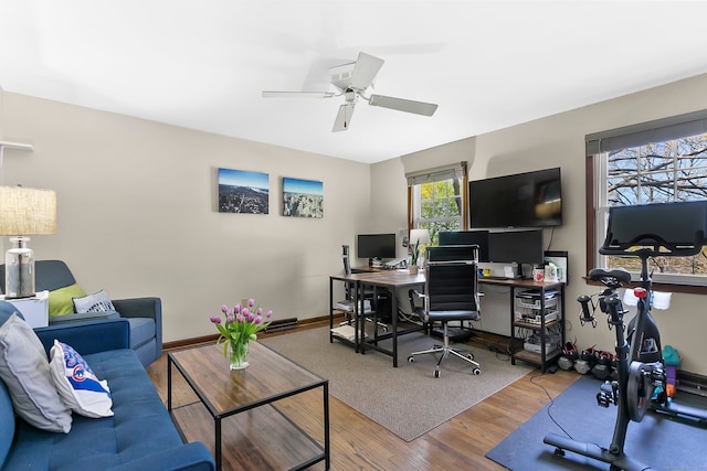 245 Sailors Ln, Bridgeport, CT 06605 - office featuring ceiling fan and wood finished floors
